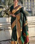 Bottle Green Zari Woven Gudi Padwa Special Paithani Silk Saree