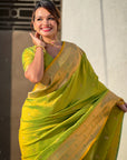 Mehendi Green Zari Woven Gudi Padwa Special Paithani Silk Saree