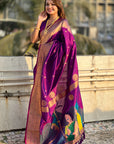 Wine Zari Woven Gudi Padwa Special Paithani Silk Saree