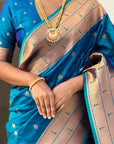 Blue Zari Woven Gudi Padwa Special Paithani Silk Saree