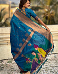 Blue Zari Woven Gudi Padwa Special Paithani Silk Saree
