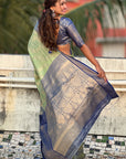 Green Kanjivaram Soft Tissue Silk Leheriya Traditional Zari Woven Saree