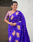 Violet Soft Silk Dual Zari Woven Saree with Nandi Border