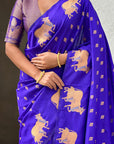 Violet Soft Silk Dual Zari Woven Saree with Nandi Border