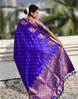 Violet Soft Silk Dual Zari Woven Saree with Nandi Border