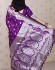 Purple Banarasi Soft Silk Silver Zari Woven Saree