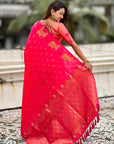 Pink Soft Silk Dual Zari Woven Saree with Nandi Border