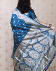 Blue Banarasi Soft Silk Silver Zari Woven Saree