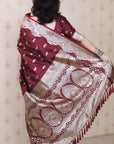Maroon Banarasi Soft Silk Silver Zari Woven Saree