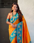 Orange Soft Silk Lotus Paithani Saree