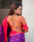 Purple with Pink Soft Silk Lotus Paithani Saree
