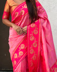 Baby Pink Soft Silk Lotus Paithani Saree
