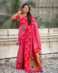Baby Pink Soft Silk Lotus Paithani Saree