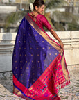 Violet Paithani Silk Saree with Muniya Satin Border