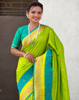 Pista Paithani Silk Saree with Muniya Satin Border