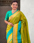 Mehendi Green Paithani Silk Saree with Muniya Satin Border