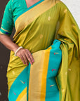Mehendi Green Paithani Silk Saree with Muniya Satin Border