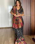 Black Pashmina Kashmiri Silk Zari Woven Saree
