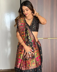 Black Pashmina Kashmiri Silk Zari Woven Saree