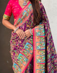 Wine Pure Viscose Silk Position Printed Darbari Saree