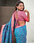 Blue Soft Silk Zari Woven Bandhani Patola Saree with Contrast Weaves