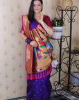 Violet Bandhani Paithani Silk Zari Woven Saree