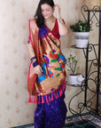 Violet Bandhani Paithani Silk Zari Woven Saree