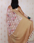 Brown Soft Georgette Floral Printed Zari Woven Saree