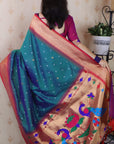 Green Bandhani Paithani Silk Zari Woven Saree