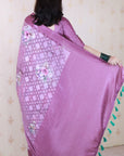 Wine Soft Georgette Floral Printed Zari Woven Saree