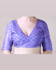 Violet Soft Georgette Floral Printed Zari Woven Saree