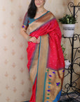 Pink Bandhani Paithani Silk Zari Woven Saree