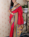 Pink Bandhani Paithani Silk Zari Woven Saree