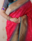 Pink Bandhani Paithani Silk Zari Woven Saree