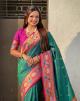 Green Soft Silk Swan Rajhans Paithani Saree