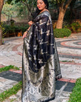 Trending Black Banarasi Jaal Soft Silk Zari Woven Saree
