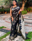 Trending Black Banarasi Jaal Soft Silk Zari Woven Saree