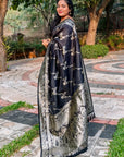 Trending Black Banarasi Jaal Soft Silk Zari Woven Saree
