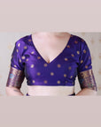 Violet Banarasi Jaal Soft Silk Gold Zari Meenakari Woven Saree