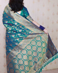 Green Banarasi Jaal Soft Silk Gold Zari Meenakari Woven Saree