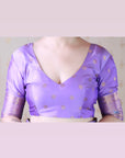 Lavender Banarasi Jaal Soft Silk Gold Zari Meenakari Woven Saree