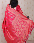 Pink Banarasi Jaal Soft Silk Gold Zari Meenakari Woven Saree