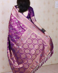 Purple Banarasi Jaal Soft Silk Gold Zari Meenakari Woven Saree
