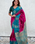 Pink Soft Silk Floral Border Contrast Zari Woven Saree