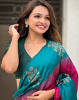 Pink Soft Silk Floral Border Contrast Zari Woven Saree