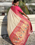 Cream Gala Silk Saree with Paithani Pallu Kadiyal Zari Woven Saree