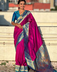 Magenta Gala Silk Saree with Paithani Pallu Kadiyal Zari Woven Saree