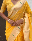 Yellow Organza Paithani Zari Woven Saree