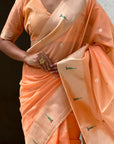 Peach Organza Paithani Zari Woven Saree