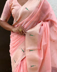 Baby Pink Organza Paithani Zari Woven Saree